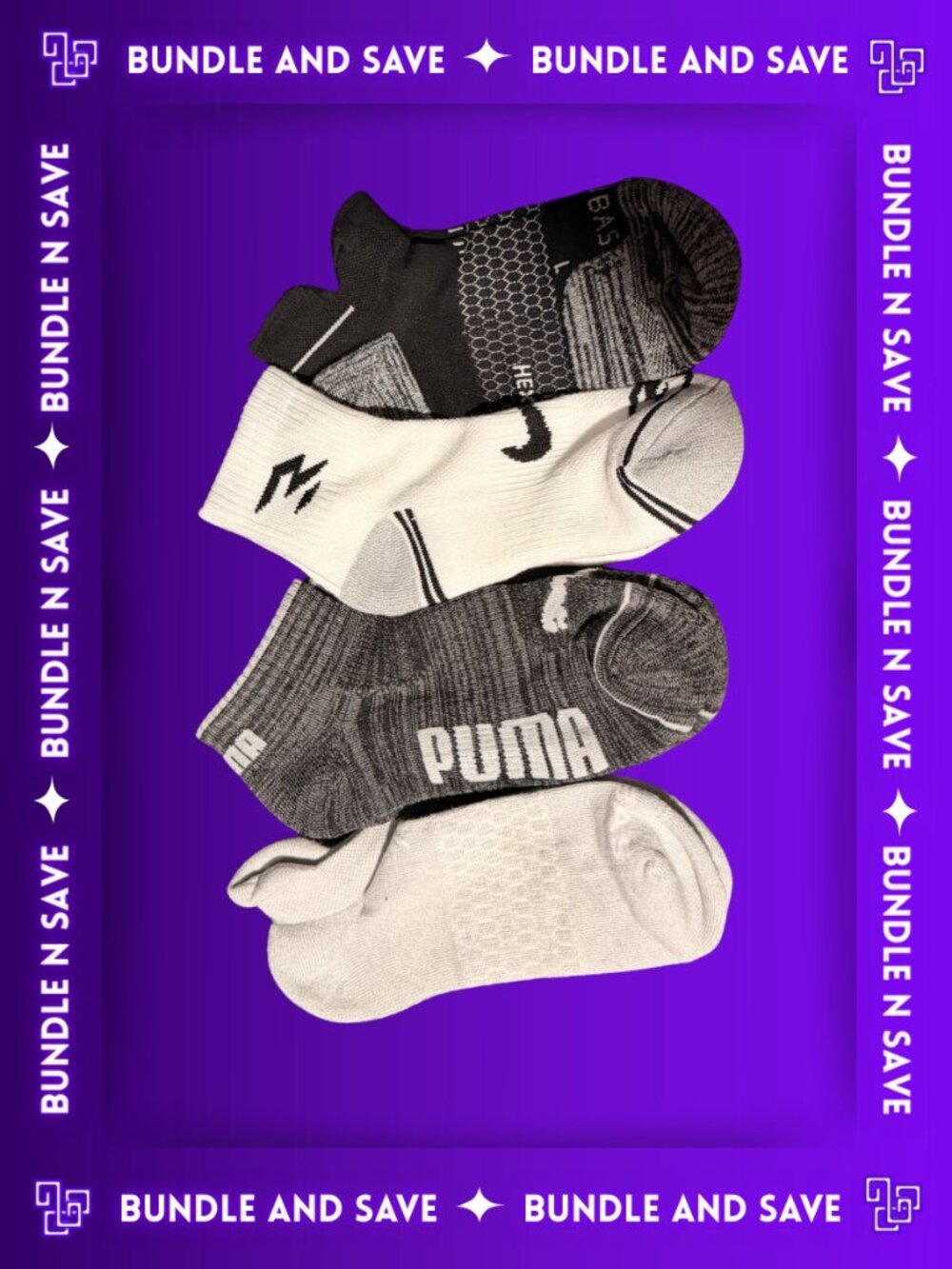 4 PACK SOCKS ** PUMA ** BOMBAS ** NIKE ** Medium